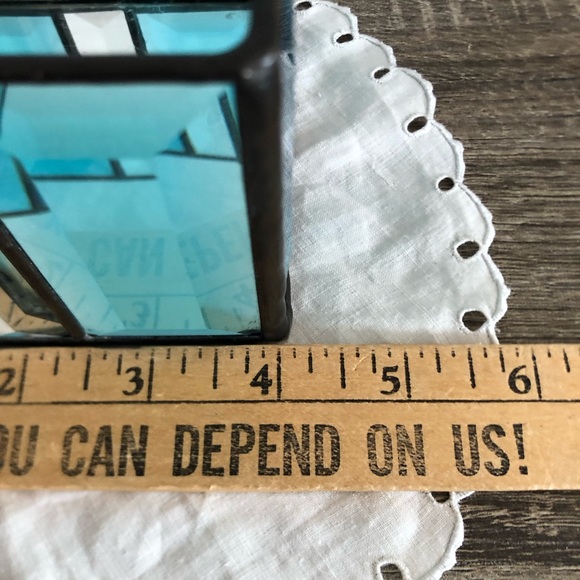 Handmade Teal Stained Glass Square Candle Holder - Picture 8 of 11